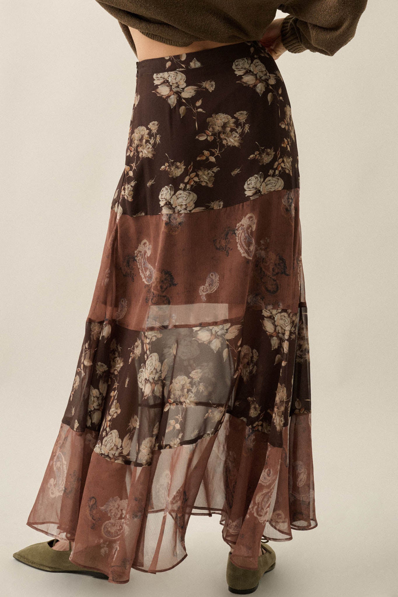 Pick Your Fancy Paisley and Floral Paneled Maxi Skirt - ShopPromesa