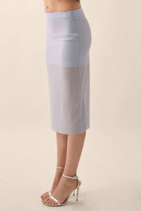 Mesh Around Sheer Mesh Midi Pencil Skirt - ShopPromesa