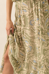 Palm Party Tropical Floral Tiered Maxi Skirt - ShopPromesa