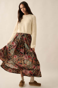 Boho Garden Pleated Floral Maxi Circle Skirt - ShopPromesa