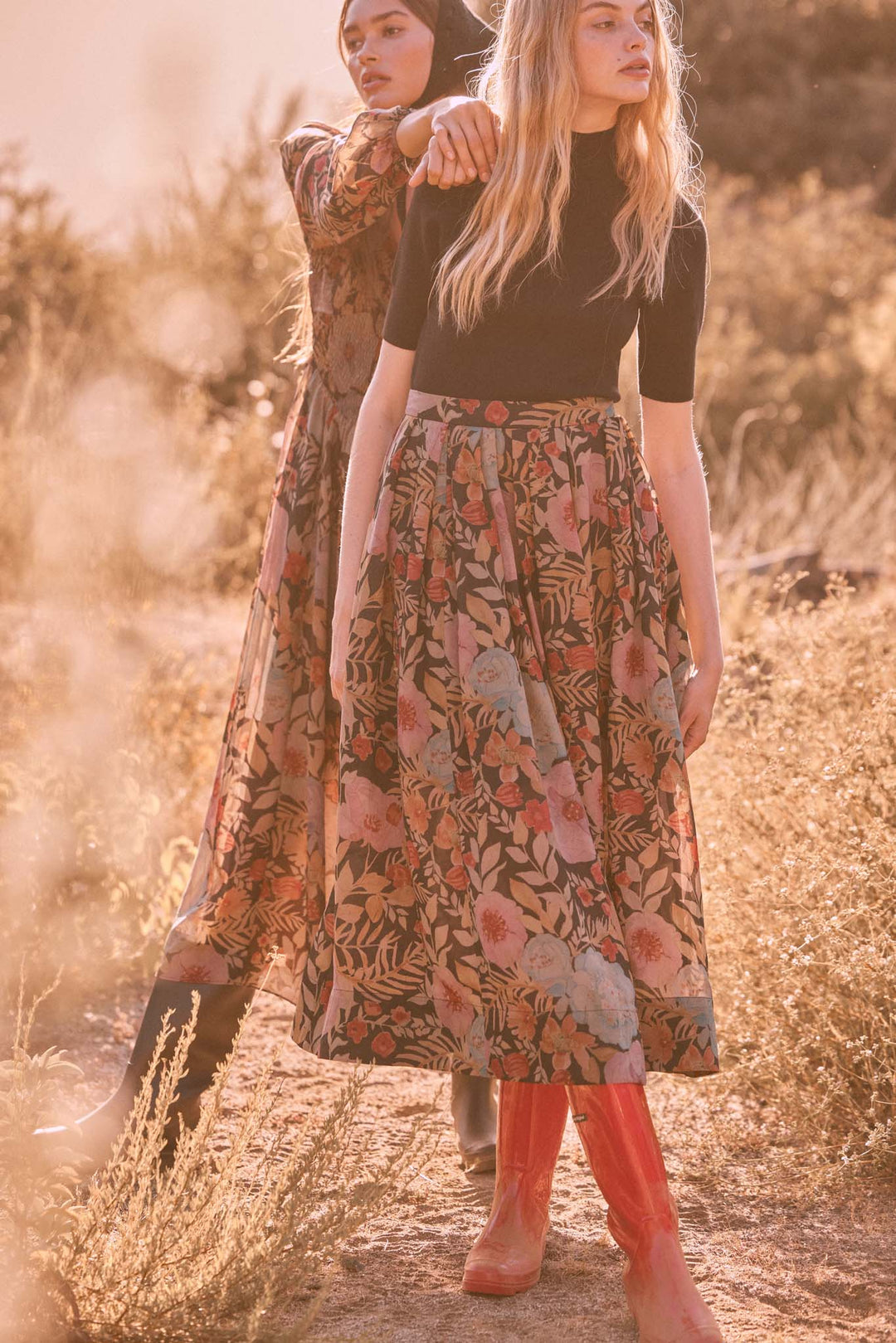 Floral skirt boho hotsell