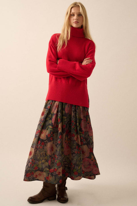 Boho Garden Pleated Floral Maxi Circle Skirt - ShopPromesa