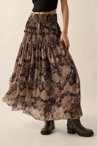 Blossoms Twirl Smocked Floral Maxi Skirt - ShopPromesa