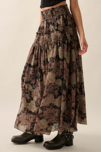 Blossoms Twirl Smocked Floral Maxi Skirt - ShopPromesa