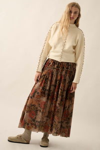 Blossoms Twirl Smocked Floral Maxi Skirt - ShopPromesa