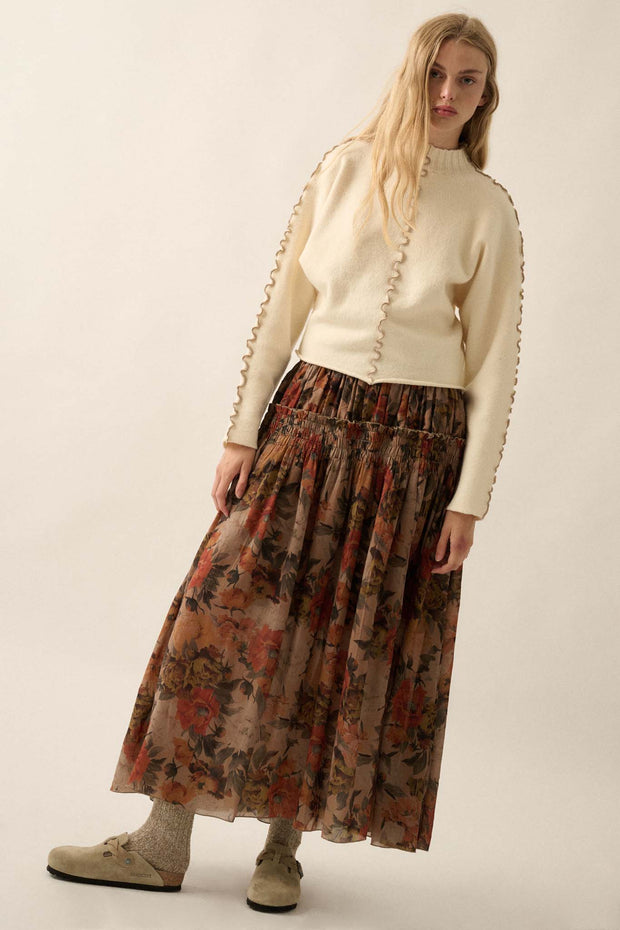 Blossoms Twirl Smocked Floral Maxi Skirt - ShopPromesa