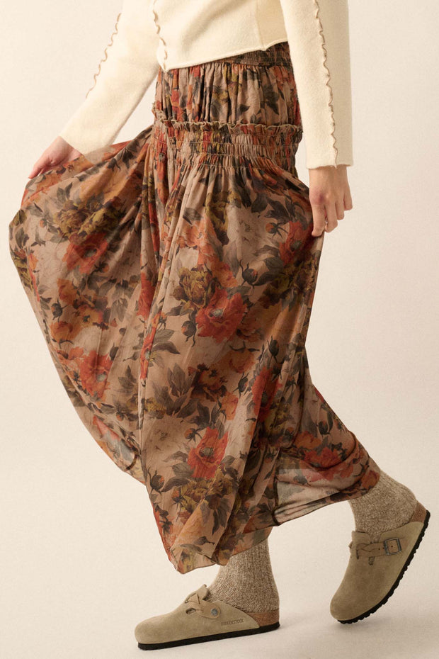 Blossoms Twirl Smocked Floral Maxi Skirt - ShopPromesa