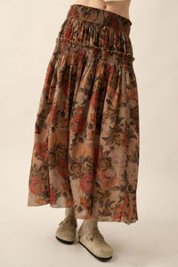 Blossoms Twirl Smocked Floral Maxi Skirt - ShopPromesa