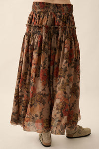 Blossoms Twirl Smocked Floral Maxi Skirt - ShopPromesa