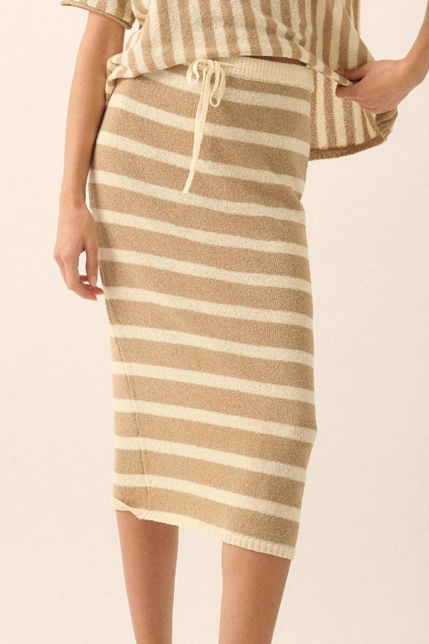 Set Me Free Striped Drawstring Sweater Midi Skirt - ShopPromesa