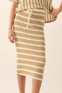 Set Me Free Striped Drawstring Sweater Midi Skirt - ShopPromesa