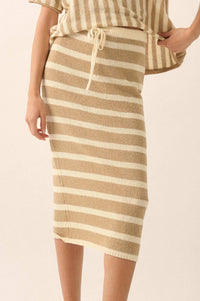 Set Me Free Striped Drawstring Sweater Midi Skirt - ShopPromesa