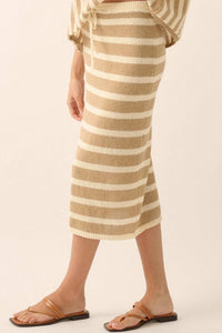 Set Me Free Striped Drawstring Sweater Midi Skirt - ShopPromesa