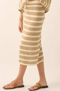 Set Me Free Striped Drawstring Sweater Midi Skirt - ShopPromesa