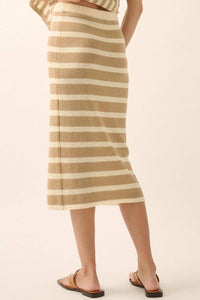 Set Me Free Striped Drawstring Sweater Midi Skirt - ShopPromesa
