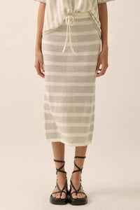 Set Me Free Striped Drawstring Sweater Midi Skirt - ShopPromesa