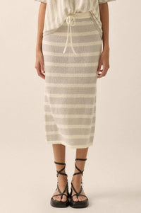 Set Me Free Striped Drawstring Sweater Midi Skirt - ShopPromesa