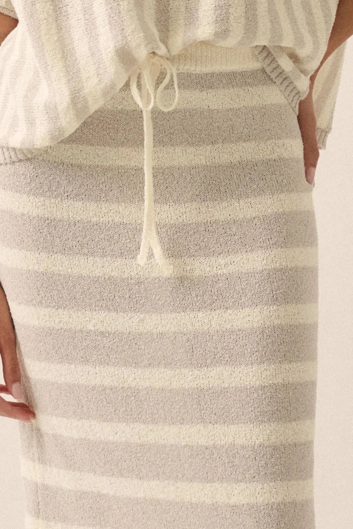 Set Me Free Striped Drawstring Sweater Midi Skirt - ShopPromesa