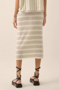 Set Me Free Striped Drawstring Sweater Midi Skirt - ShopPromesa