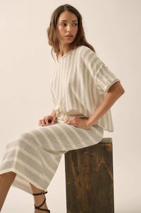 Set Me Free Striped Drawstring Sweater Midi Skirt - ShopPromesa