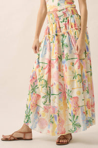 Paradise Found Tropical-Print Smocked Maxi Skirt - ShopPromesa