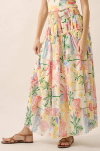 Paradise Found Tropical-Print Smocked Maxi Skirt - ShopPromesa