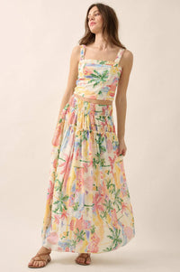 Paradise Found Tropical-Print Smocked Maxi Skirt - ShopPromesa