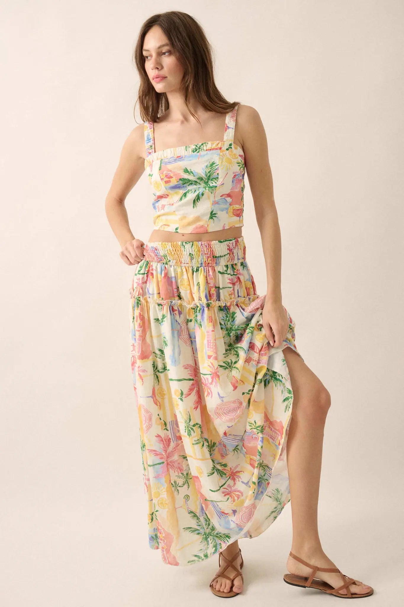 Paradise Found Tropical-Print Smocked Maxi Skirt - ShopPromesa