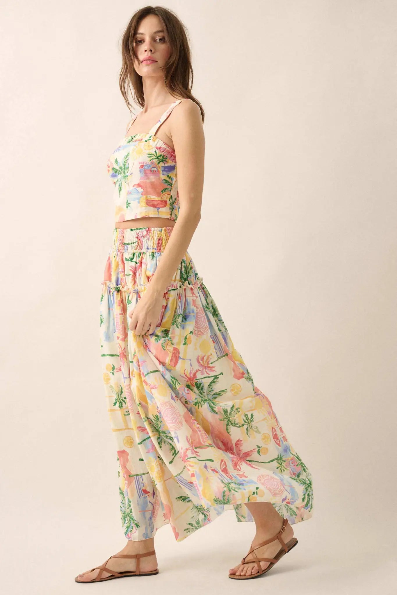 Paradise Found Tropical-Print Smocked Maxi Skirt - ShopPromesa
