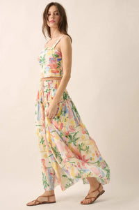 Paradise Found Tropical-Print Smocked Maxi Skirt - ShopPromesa