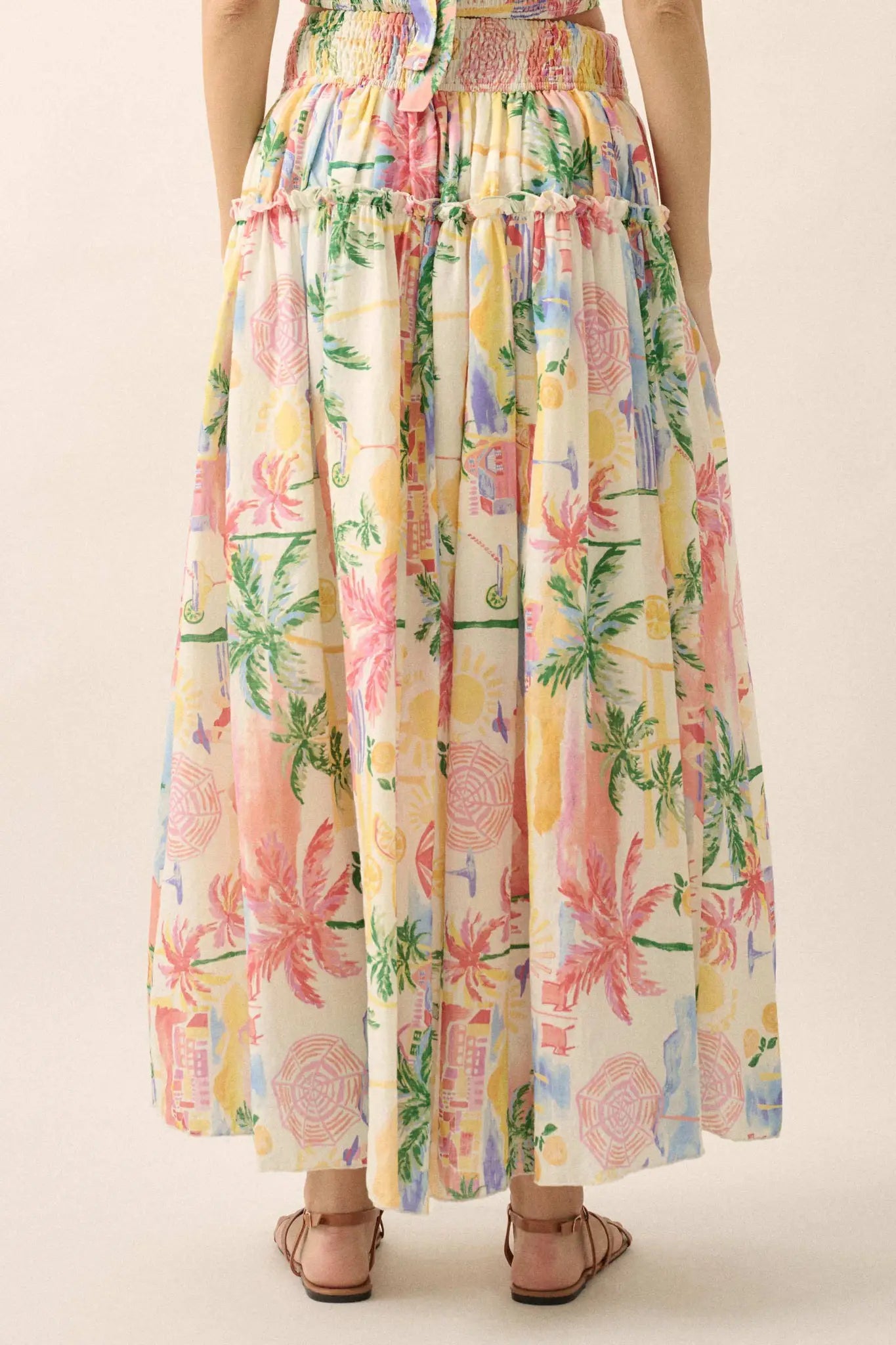 Paradise Found Tropical-Print Smocked Maxi Skirt - ShopPromesa