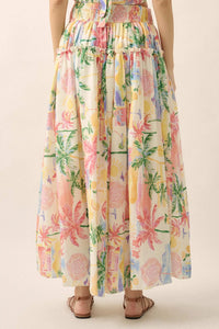 Paradise Found Tropical-Print Smocked Maxi Skirt - ShopPromesa