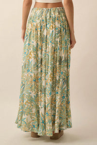 Blooming Bounty Floral Crepe Buttoned Maxi Skirt - ShopPromesa