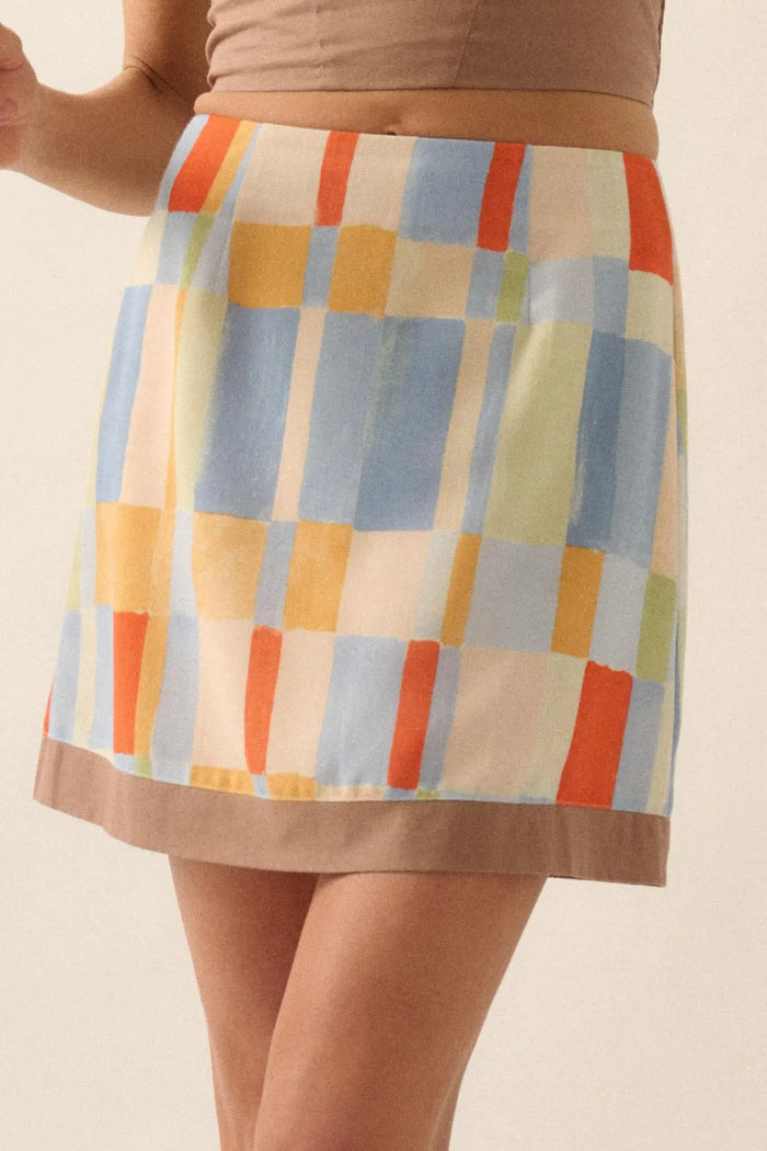 Bright Idea Multicolor Check A-Line Mini Skirt - ShopPromesa