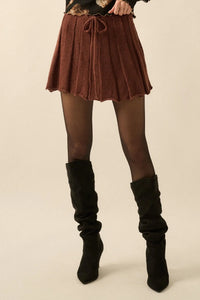 Born Ready Pleated Drawstring Sweater Skirt - ShopPromesa