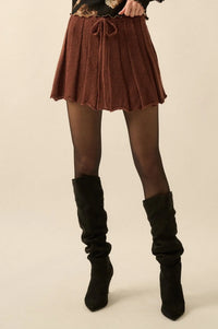 Born Ready Pleated Drawstring Sweater Skirt - ShopPromesa