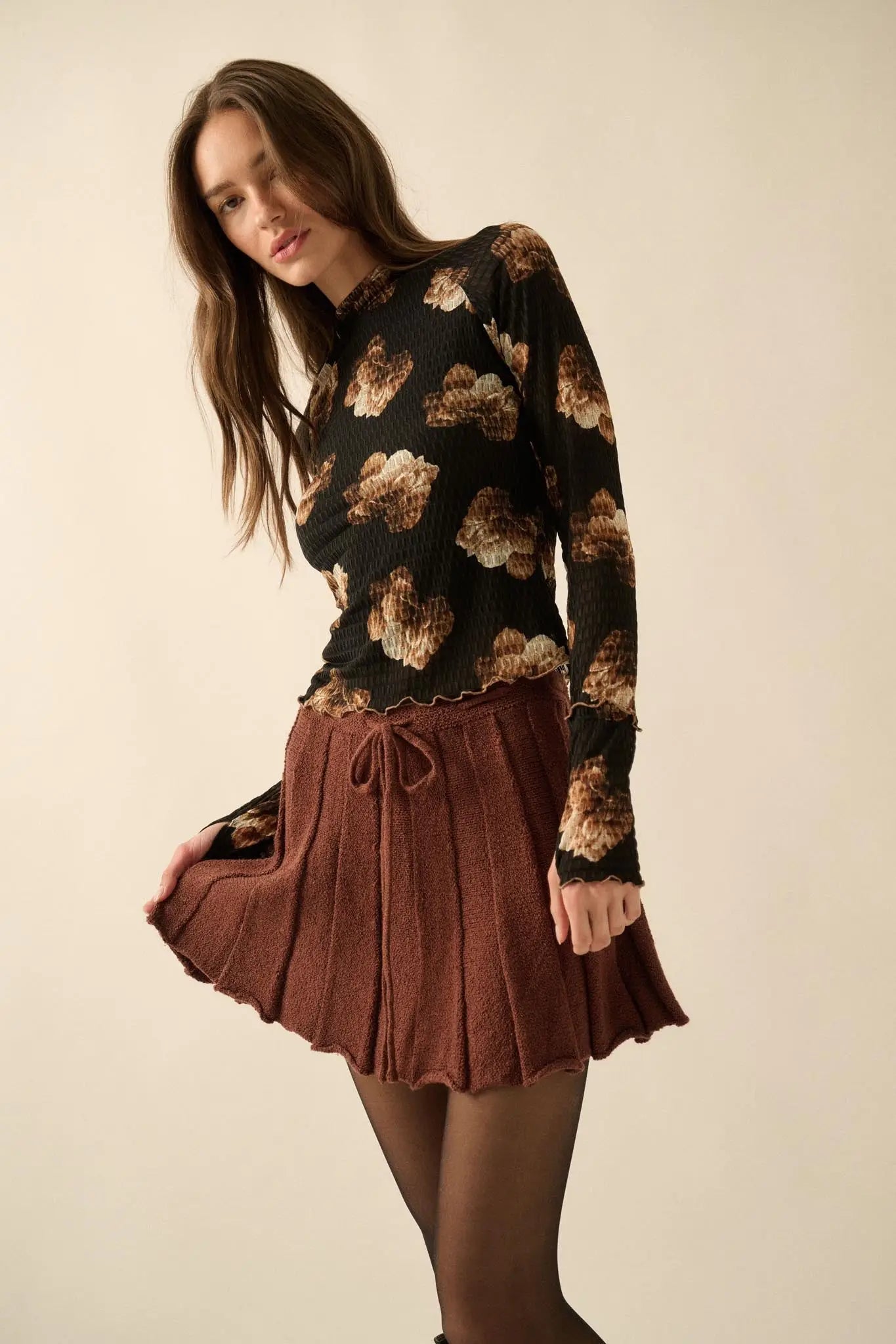 Born Ready Pleated Drawstring Sweater Skirt - ShopPromesa