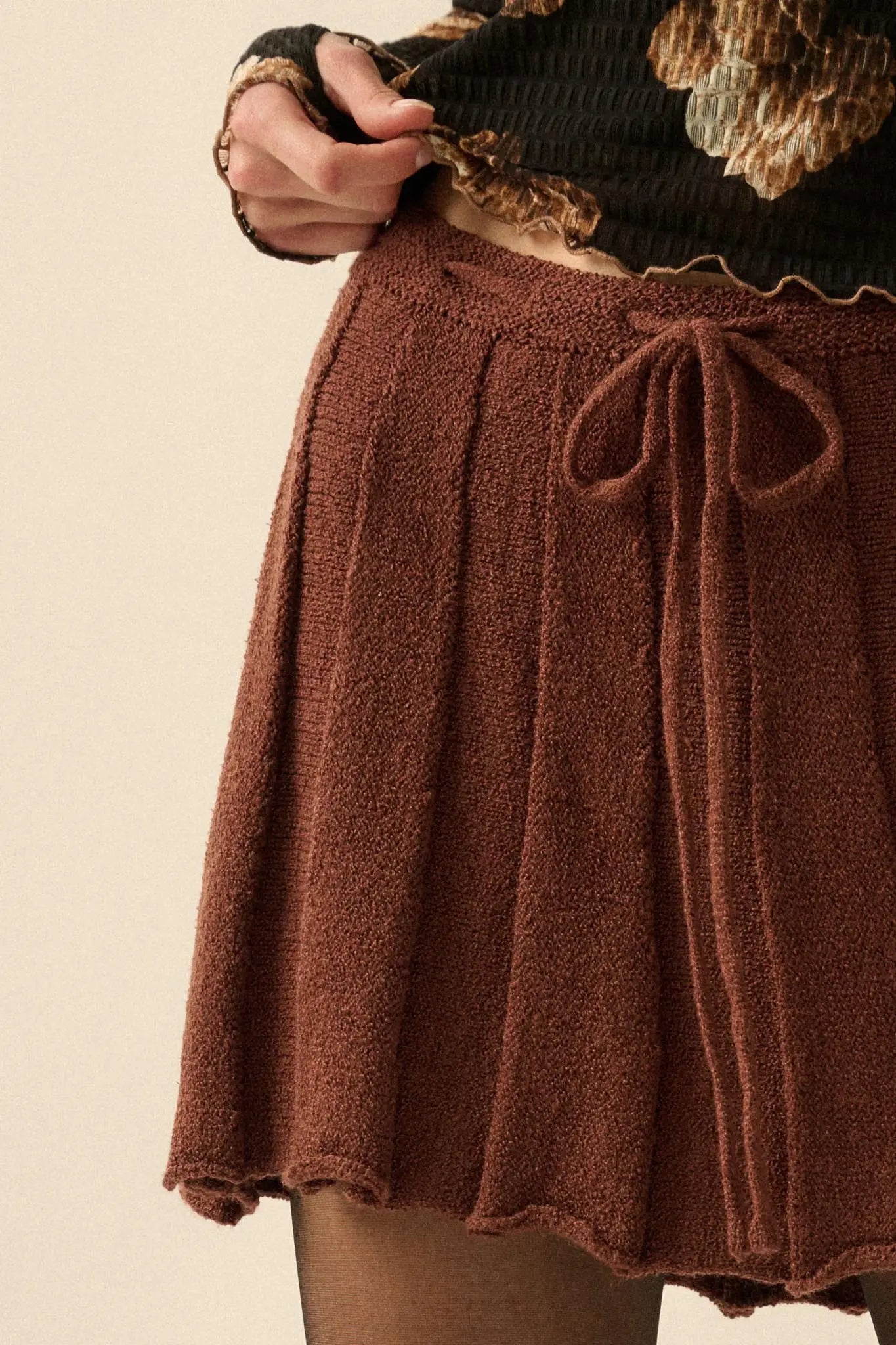 Born Ready Pleated Drawstring Sweater Skirt - ShopPromesa