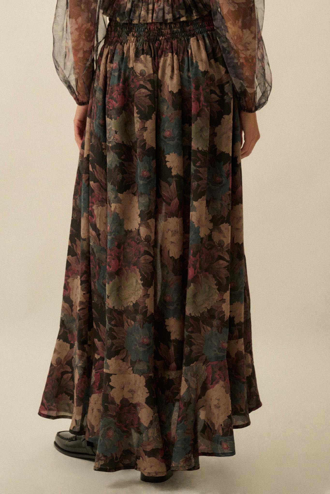 Pretty Potpourri Floral Button-Front Maxi Skirt - ShopPromesa