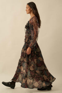 Pretty Potpourri Floral Button-Front Maxi Skirt - ShopPromesa