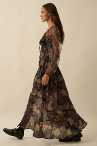 Pretty Potpourri Floral Button-Front Maxi Skirt - ShopPromesa