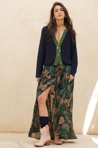 Pretty Potpourri Floral Button-Front Maxi Skirt - ShopPromesa