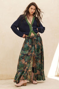 Pretty Potpourri Floral Button-Front Maxi Skirt - ShopPromesa