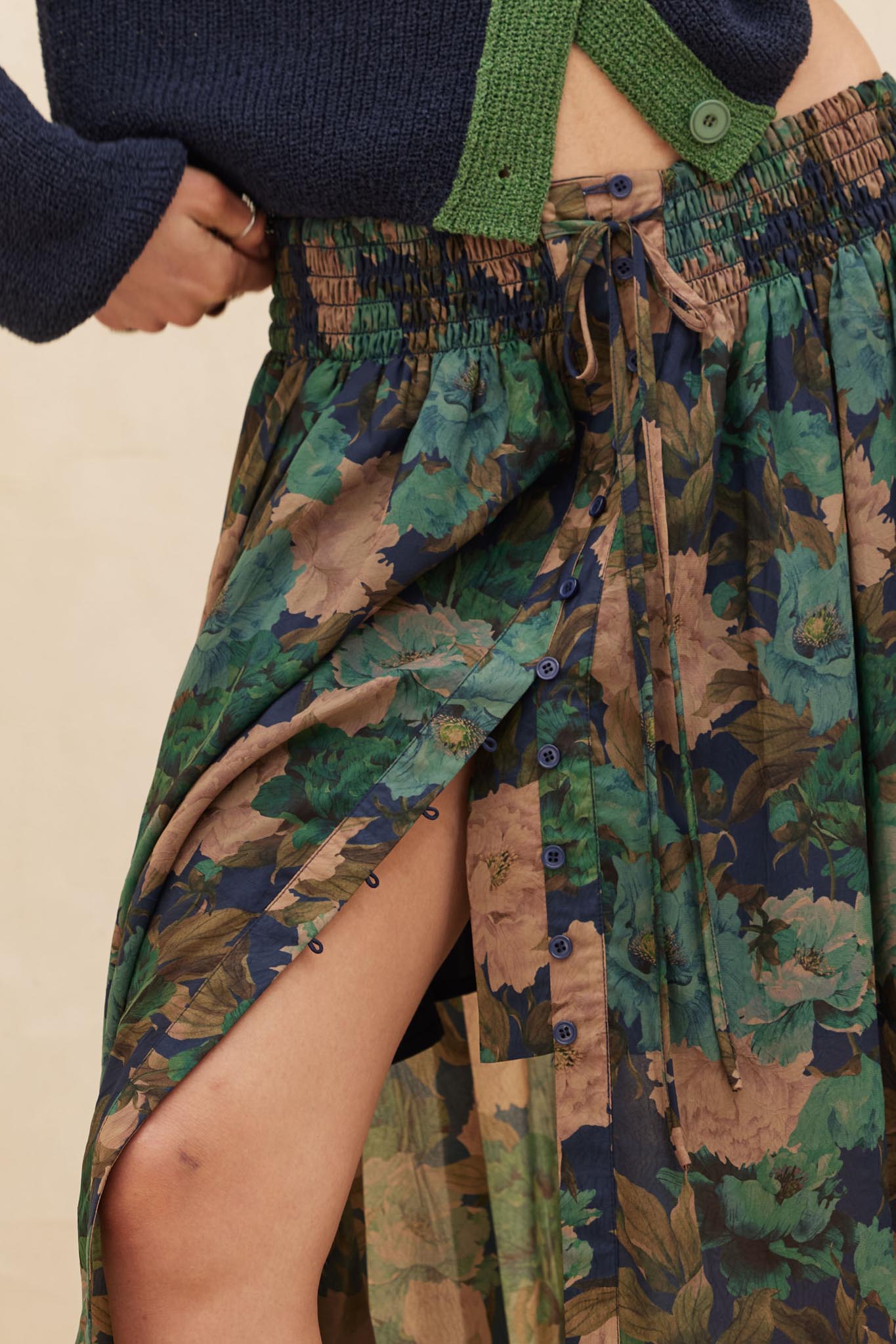 Pretty Potpourri Floral Button-Front Maxi Skirt - ShopPromesa