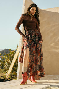 Pretty Potpourri Floral Button-Front Maxi Skirt - ShopPromesa