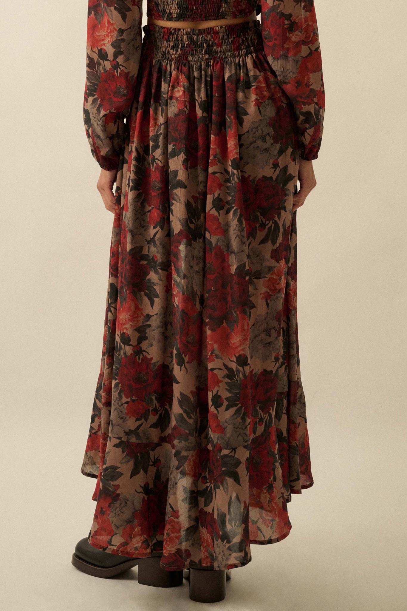 Pretty Potpourri Floral Button-Front Maxi Skirt - ShopPromesa