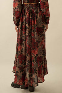 Pretty Potpourri Floral Button-Front Maxi Skirt - ShopPromesa