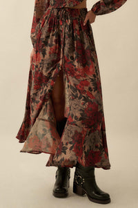 Pretty Potpourri Floral Button-Front Maxi Skirt - ShopPromesa