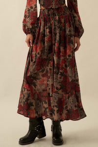 Pretty Potpourri Floral Button-Front Maxi Skirt - ShopPromesa