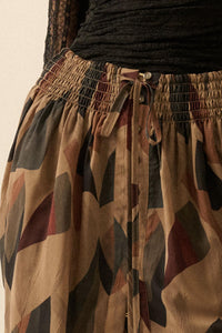Modern Classic Abstract-Print Buttoned Maxi Skirt - ShopPromesa